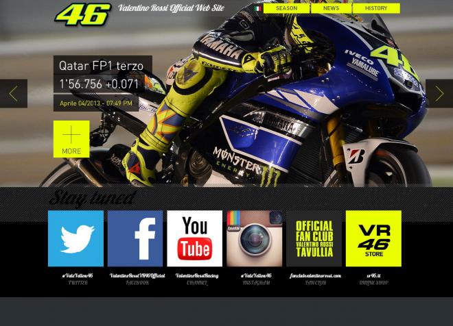 Valentino Rossi nuovo sito valentinorossi.com